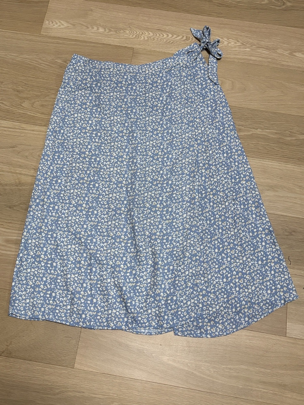 Urban Romantics (L) Tie Waist Cottagecore Wrap Skirt Boho Patterned Blue Midi - Picture 4 of 14